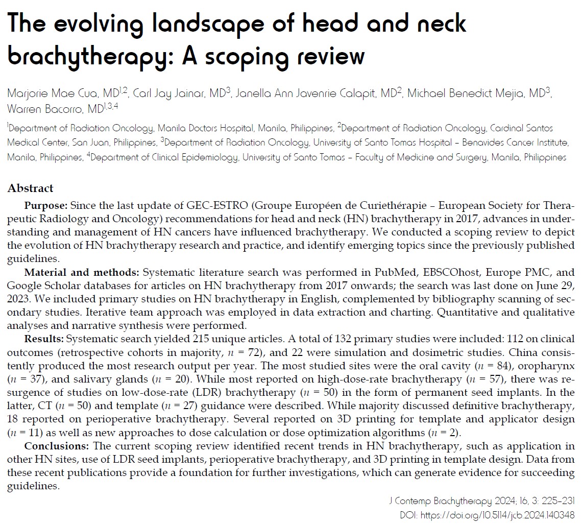 A scoping #review identified recent trends in #headandneck #brachytherapy, such as application in other H&amp;N sites, use of #LDR #seed #implants, #perioperative brachytherapy, and #3Dprinting in #template design
termedia.pl/The-evolving-l…
#ThisIsBrachytherapy #jocb