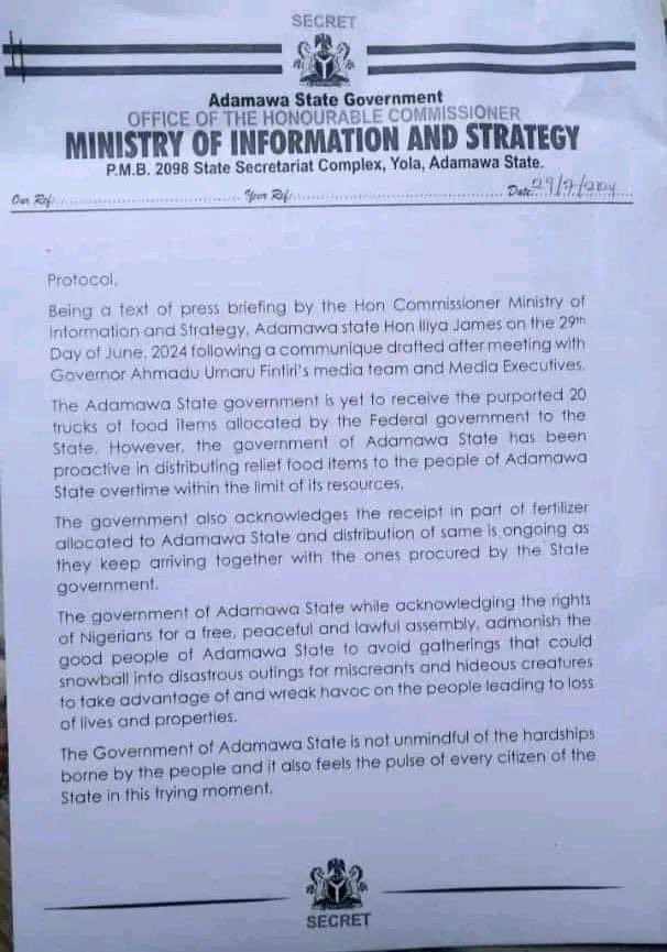 NorthExcellency's tweet photo. @BashirAhmaad Adamawa State Gov’t denied receiving anything from Fed Gov’t https://t.co/96O6bMUupr