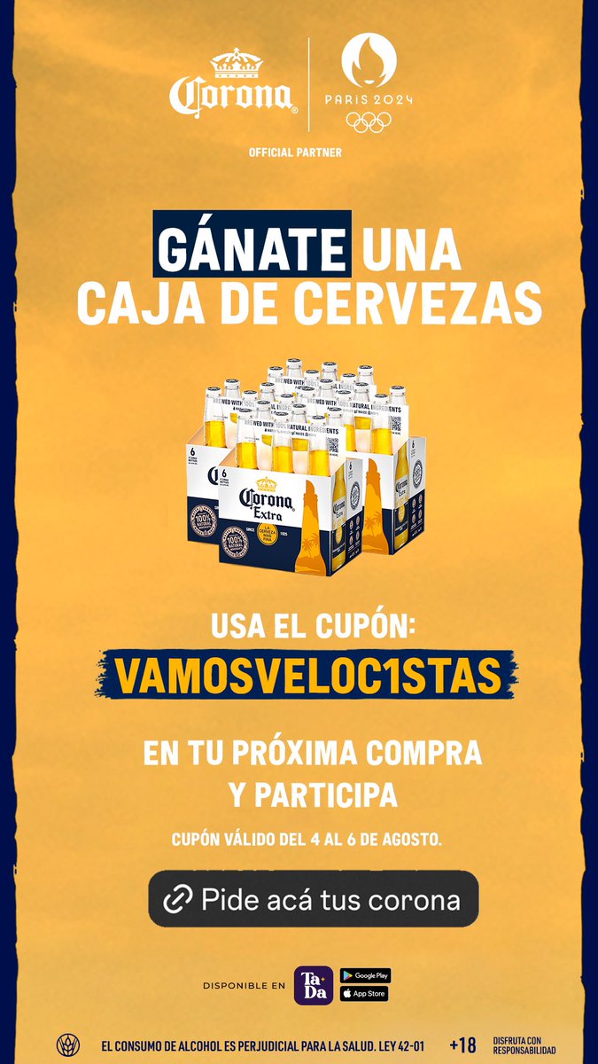 ¡Nuestra atleta #MarileidyPaulino pasa a la semifinal! Celebremos por este #GoldenMoment con un 15% off en corona usando el cupón VAMOSVELOC1STAS 🙌🍻 ¡También participas por una caja de cerveza GRATIS!