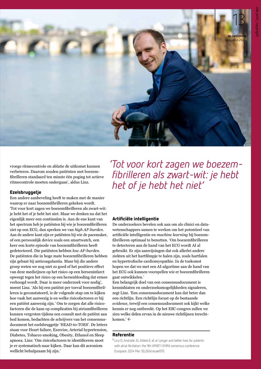 #EPeeps

✨I am very honored to be featured on the cover page of #De_Cardioloog 🙏 🇳🇱 

During this interview, we talked about 

1️⃣ The unique translational and international research environment based on the collaboration between <a href="/CARIMMaastricht/">CARIM</a> &amp; <a href="/MaastrichtUMC/">Maastricht UMC+</a> &amp; @BiomedUCPH