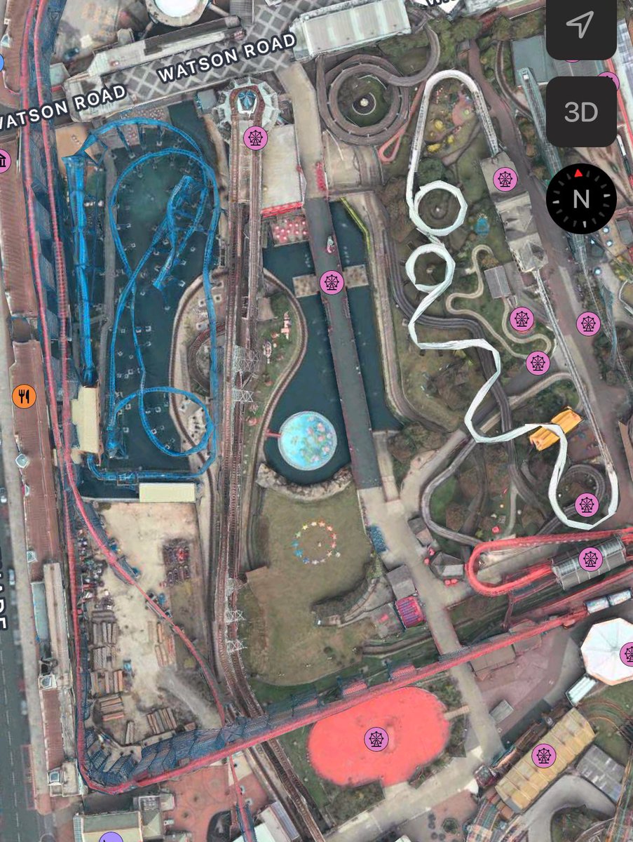 Apple Maps seriously needs to update their satellite images. <a href="/Pleasure_Beach/">Pleasure Beach Resort🎢</a> still has the Tom Sawyer Bridge 🤣