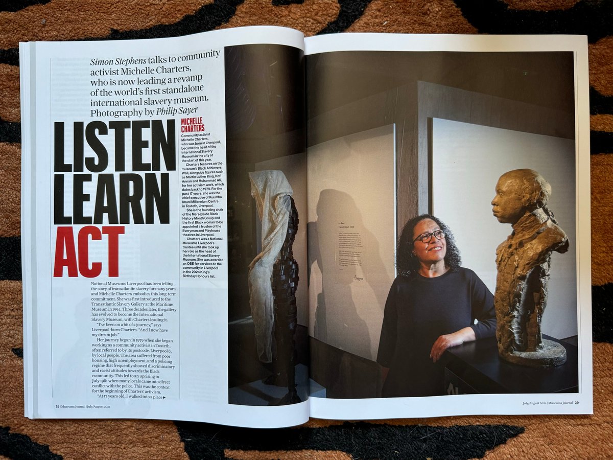 christysym's tweet photo. Sharing this article with my sculpture 'OLAUDAH EQUIANO - African, slave, author, abolitionist' 2006 Bronze about International Slavery Museum in Museums Journal. Will add the second page  @SlaveryMuseum @MuseumsAssoc 
#OlaudahEquiano #sculpture #history #arthistory #Liverpool https://t.co/iLrLvgRML1