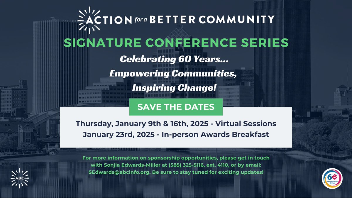 📅 Save the Dates! Join us for ABC's 2025 Signature Conference as we kick off our 60th-year celebration! 🎉 This year's theme is "Empowering Communities, Inspiring Change!" Stay tuned for exciting updates! #ActionforaBetterCommunity #ABC60 #EmpowerCommunities #InspireChange