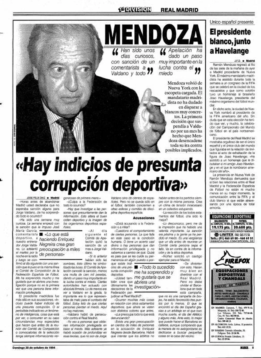 cabaislois's tweet image. Negreira (no pintaba nada), influía en los árbitros desde 1994: "Existe una gran preocupación en cientos de miles de personas en la actuación de Enríquez Negreira desde Barcelona. Habrá que intentar que los árbitros no hablen antes de los partidos siempre con la misma persona".