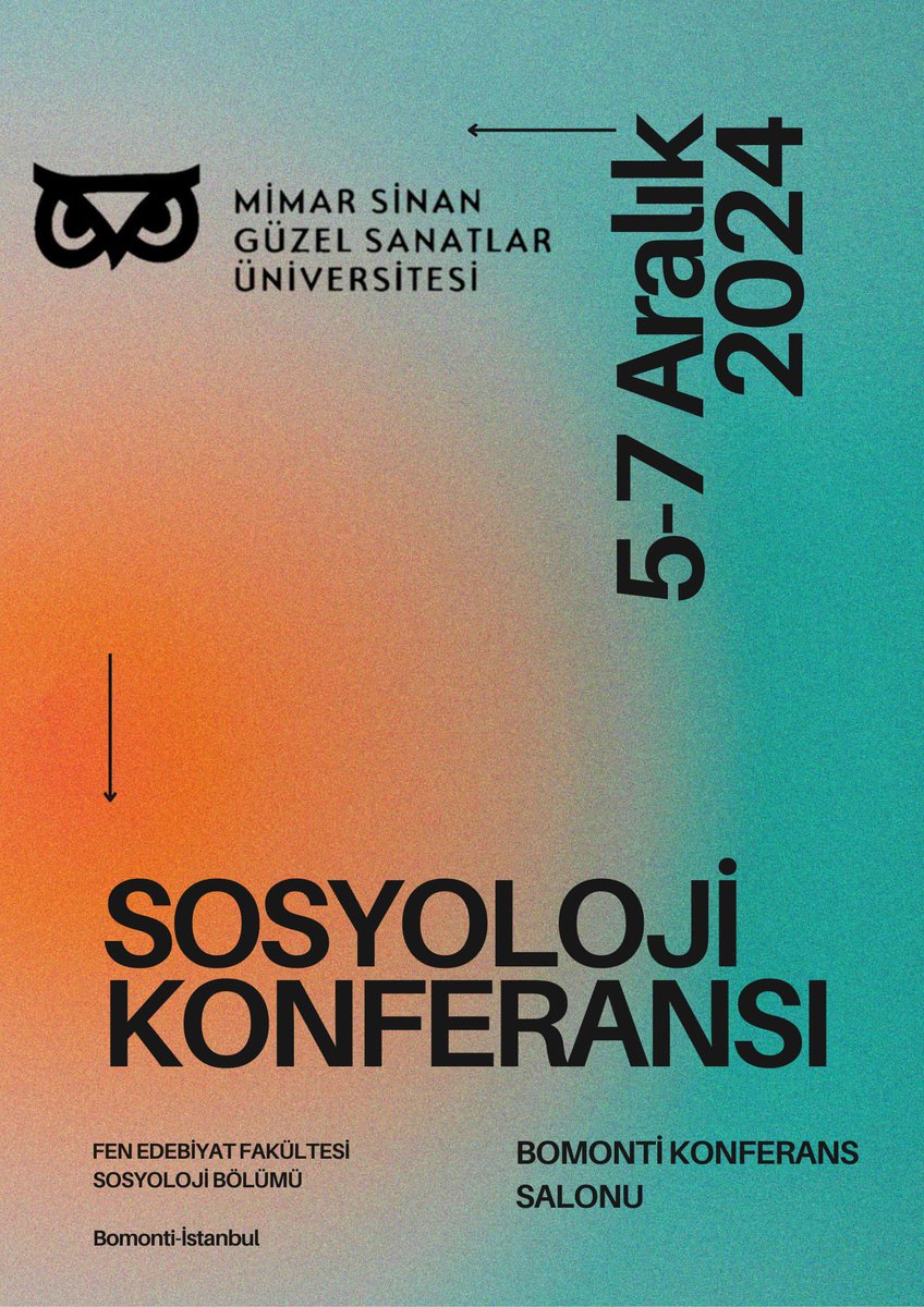 5-7 Aralık tarihlerinde düzenleyeceğimiz Sosyoloji Konferansı için sunum özetlerinizi bekliyoruz. 

📢Son başvuru tarihi 19 Ağustos 

Konferans detayları hakkında bilgi almak isterseniz mail yoluyla bize ulaşabilirsiniz. 

📩msgsusosyolojikonferansi@gmail.com