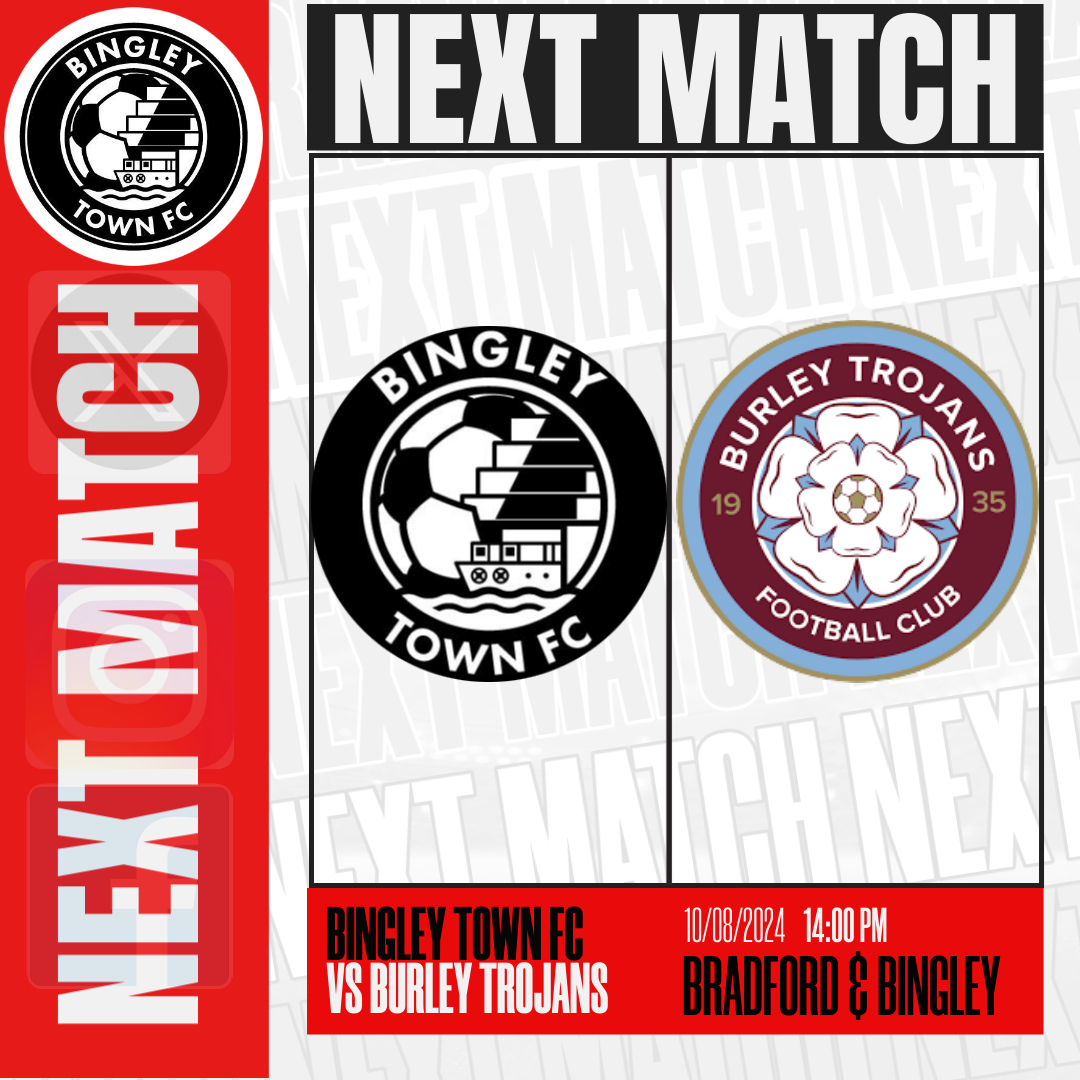 🔴⚫️ NEXT MATCH🔴⚫️

Join us this Saturday at the Bradford &amp; Bingley Sports Club as we welcome <a href="/BurleyTrojansFC/">BurleyTrojansFC</a> 

Momentum is building before the start of the season. 

Be Part Of The Journey!