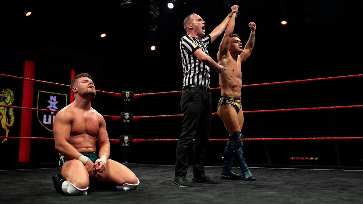 NXTUK_Legacy's tweet photo. Aug. 5, 2021:
At the BT Sport Studios, @AKidWrestler defeated @jd_mcdonagh 2-1 in the first ever #NXTUK 30-Minute #IronManMatch.
📸 WWE https://t.co/cFljc42rNr