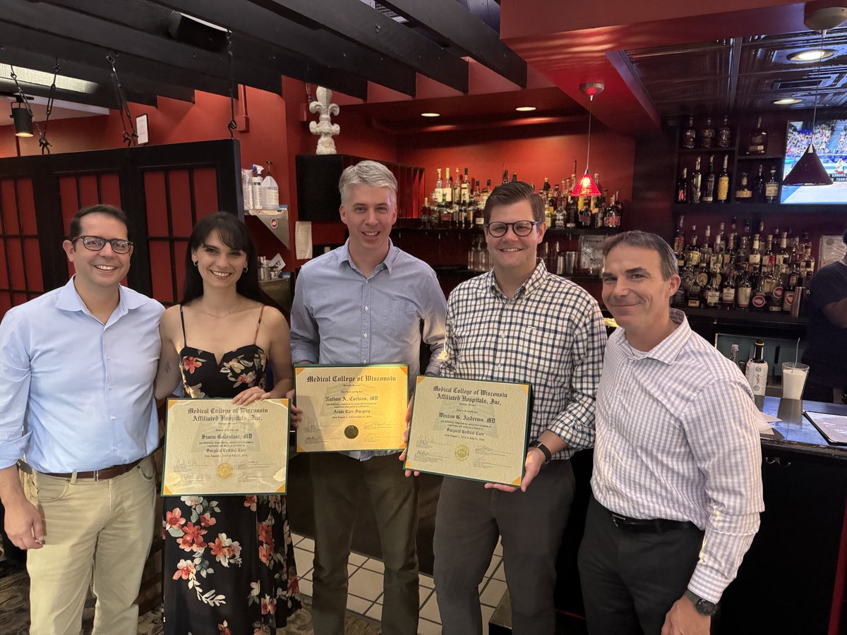 SiminGolestani's tweet photo. Critical care portion of my fellowship complete! Thankful to have learned so much from so many excellent trauma surgeons and for the best cofellow. @MCWtraumaacs @WGAndrewsMD @mademoya @MCW_TCarver @JeremyHLevin @LibbyMD823 @pbatesmurphy @Daniel_Holena @DavelMilian https://t.co/LstgsNlGI5