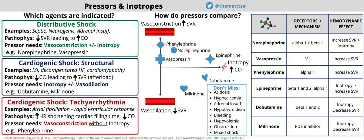 ZHeart11768530's tweet photo. 🔴Vasopressors and Inotropes - Pharmacology Summary🩺 ⤵️   

🔹Vasopressors and Inotropes - Comparison Table
Activity: Alpha-1, Beta-1, Dopamine, SVR, HR, CO, BP

 #Cardiology #FOAMed #MedEd #medstudent #paramedic #Cardiology #CardioEd #medtwitter #meded https://t.co/yMKZ7SKz5d