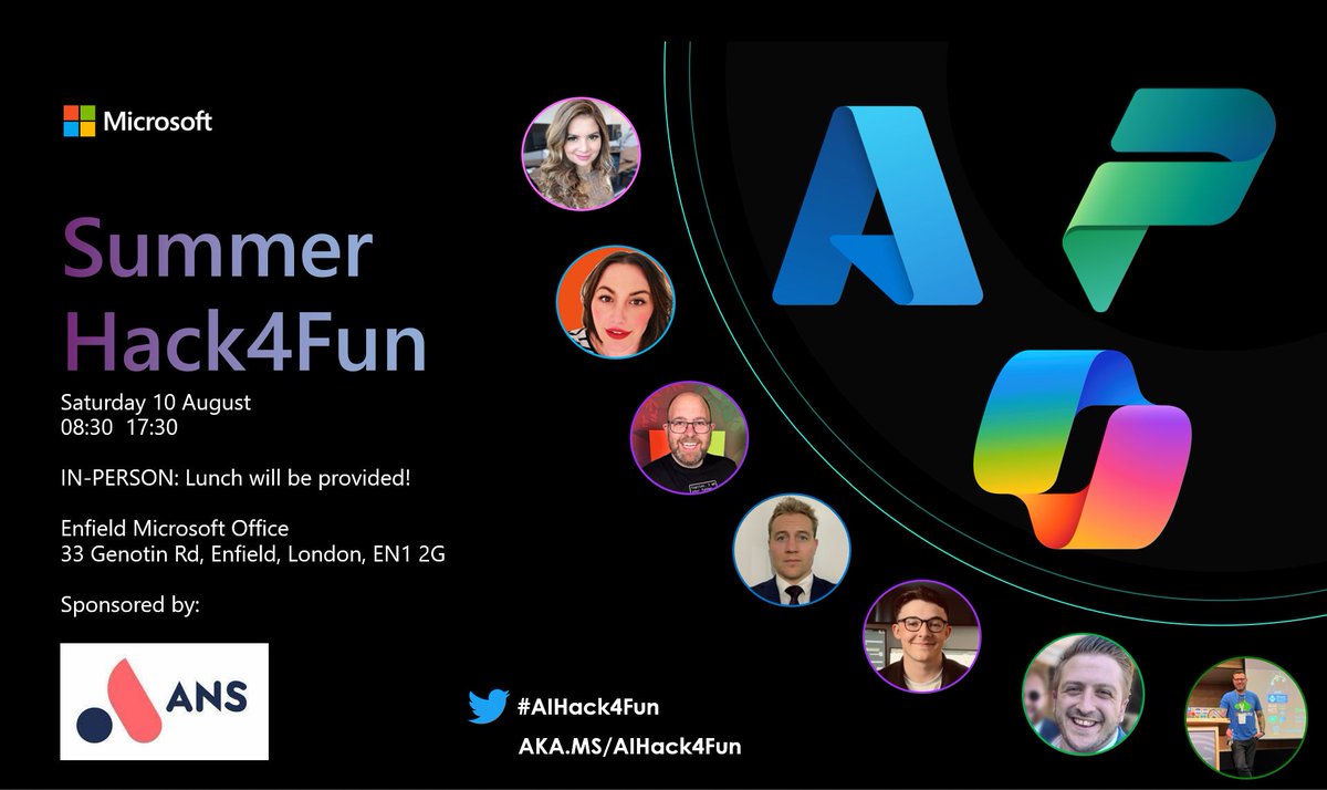 ANS (@ansgroup) on Twitter photo There are still some spaces left on Microsoft's Summer Hack4Fun hackathon, sponsored by ANS.
Join us in London on Saturday 10 August to use AI tools to address real-world challenges. 
Save your spot now π msevents.microsoft.com/event?id=72456β¦ There are still some spaces left on Microsoft's Summer Hack4Fun hackathon, sponsored by ANS.
Join us in London on Saturday 10 August to use AI tools to address real-world challenges. 
Save your spot now π msevents.microsoft.com/event?id=72456β¦