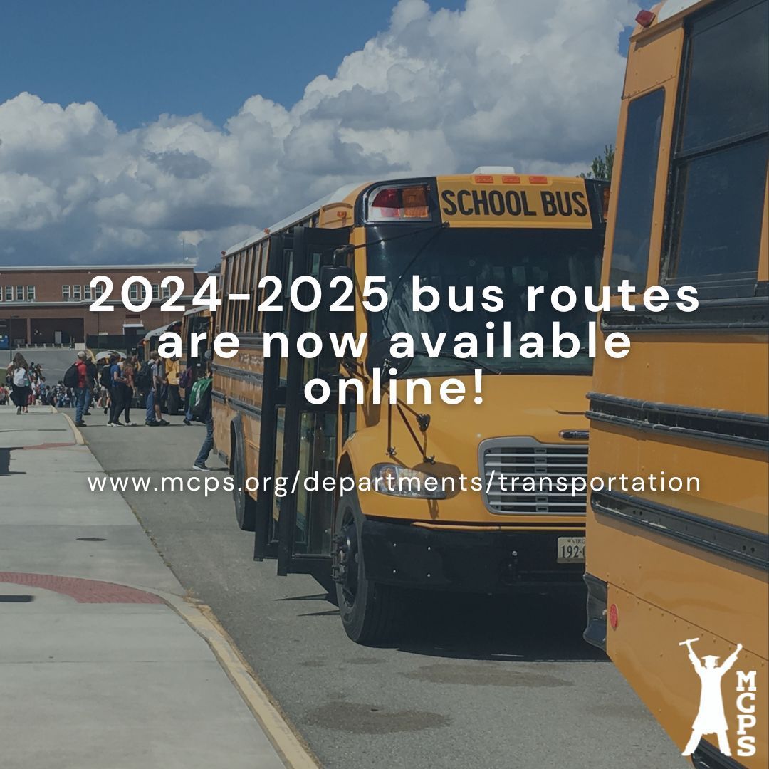 Bus routes are now available! Check out  buff.ly/47y7FMX to find your route for the 2024-2025 school year. 

#WeAreMCPS