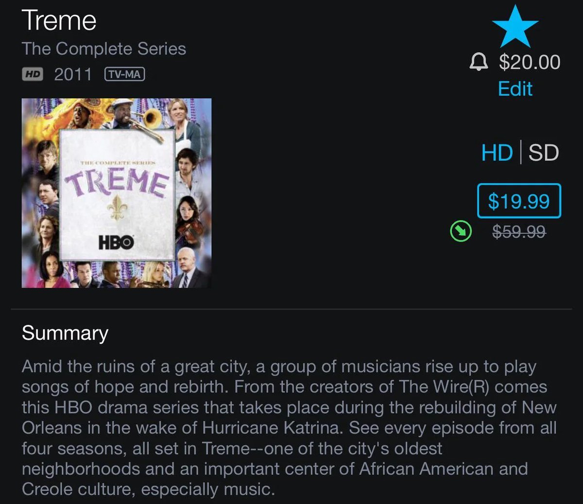 ContentForAll's tweet image. Get ready to have your day made – let the incomparable @WendellPierce guide you through a tragic yet hopeful tale of New Orleans in the amazing @HBO series “Treme,” with the entire complete box set collection on sale for just $19.99!!

tv.apple.com/us/show/treme/…