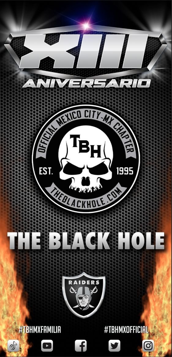 Hace 13 años,  Tonch, Gabo, Roberto, Chucho… tuvieron la grandiosa idea de formar el <a href="/blackholefansmx/">The Black Hole México City Chapter®️</a> el primer club de fans en México de <a href="/Raiders/">Las Vegas Raiders</a>. Gracias a TODOS los que hicieron esto posible, los que siguen y llegarán. Gracias por formar parte de la #🥳RaiderNation #HBDTBHMX
