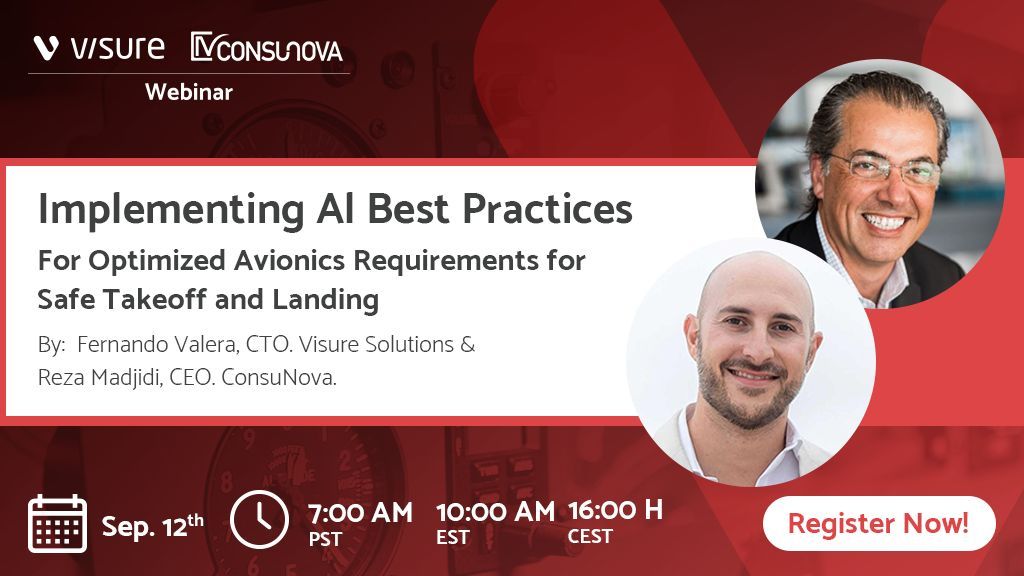 🚀 Attention Aero-Techies! 🚀 

Join us for a session with Fernando Valera, CTO at Visure Solutions, and Reza Madjidi, CEO at ConsuNova, Inc., on optimizing Avionics Requirements with AI tools. 

Register now: buff.ly/4dvkzgT