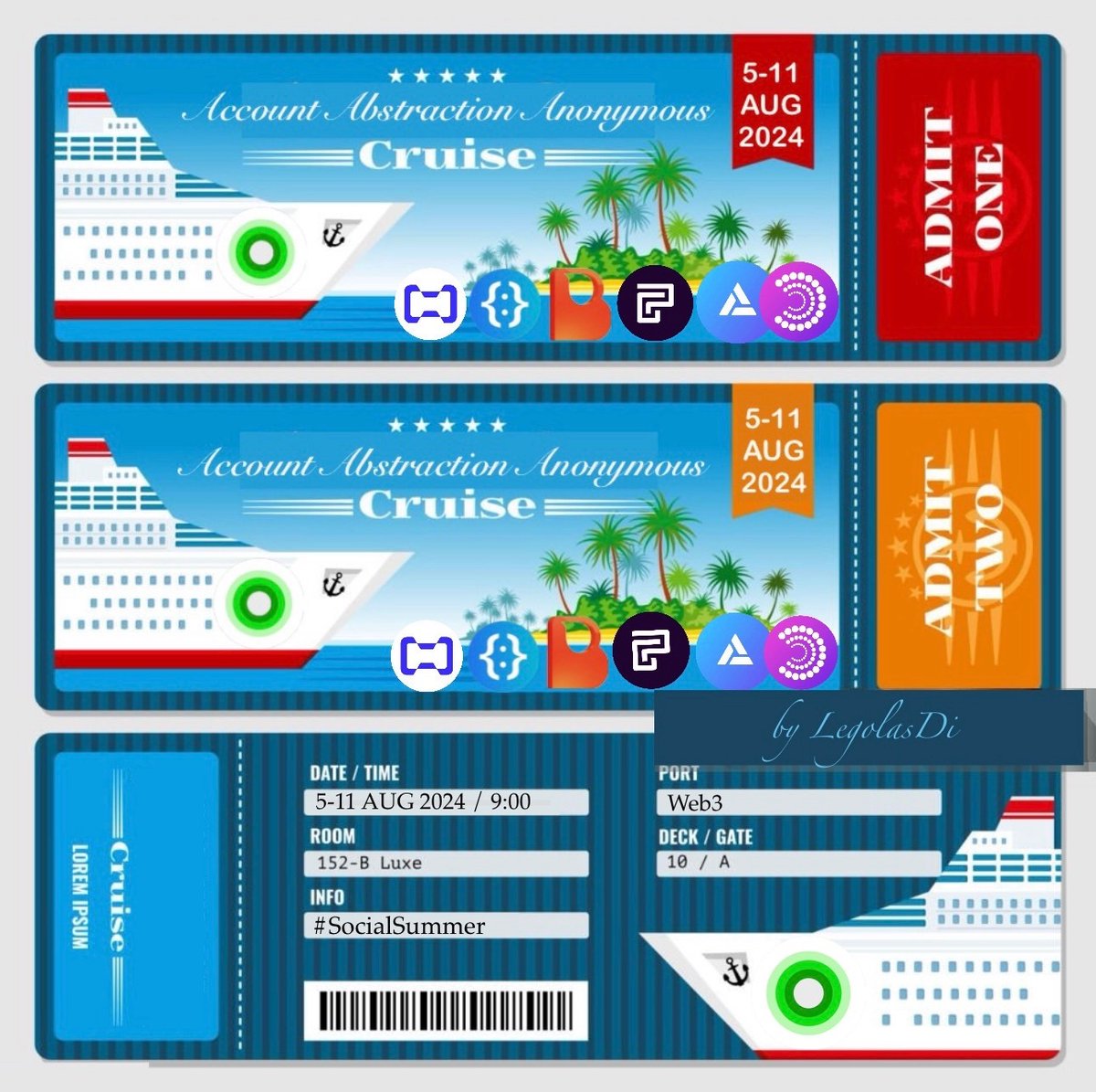 existenseDi's tweet photo. The cruise "Account Abstraction Anonymous" departs in a few minutes! Please don't forget your boarding passes!

@BuildOnCyber @Optimism @Web3WithBinance 
Complete the creative bounties now! #SocialSummer https://t.co/s3vdzeg0J7