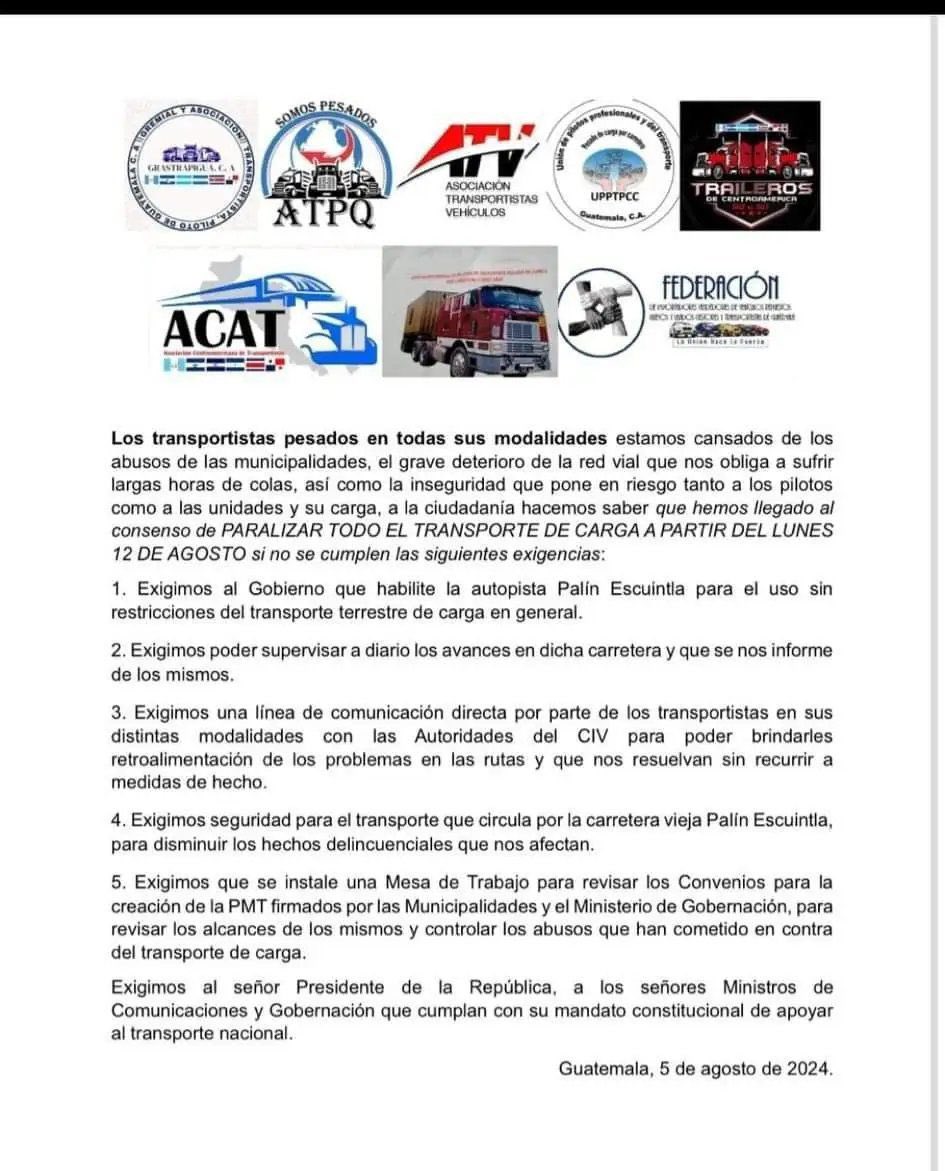 Transportistas pesados hacen
exigencias y amenazan con paro, pero…

Transportistas anuncias paro a partir del 12 de agosto, con una serie de exigencias, mientras que analistas señalan que ellos son los principales destructores de las carreteras y protagonistas y responsables de