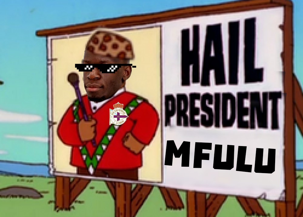 Salve, presidente Mfulu.
Mfulu significa progreso.
Mfulu construye estadios.