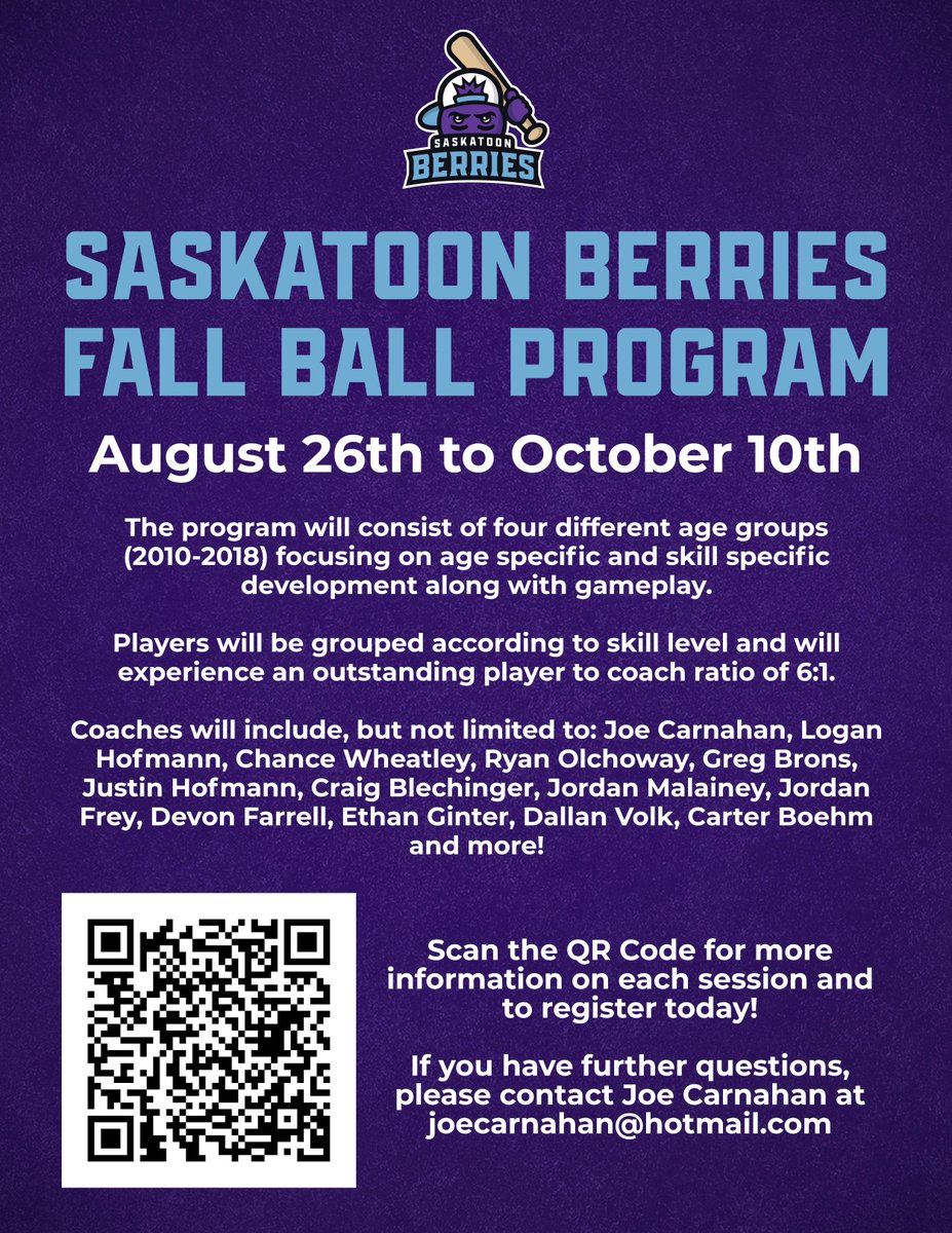 Saskatoon Berries Baseball Academy tweet media