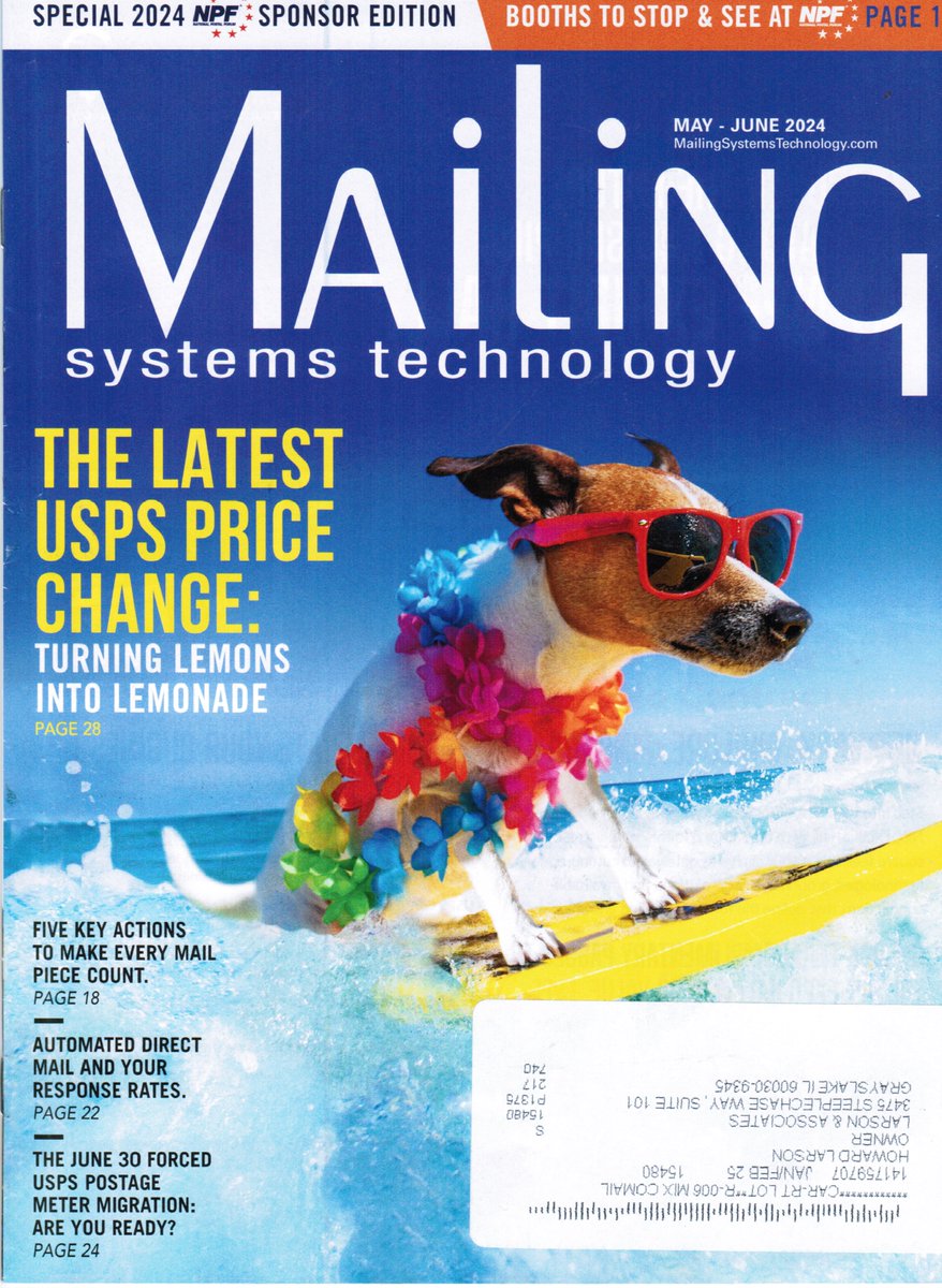 LarsonAssociate's tweet image. Today&apos;s Trade Magazine of the day is
Mailing Systems Technology
I read 1 Trade Magazine a day. Thats why you want us for your marketing
We read what you read
#MailingSystemsTechnology #SmallBusinessExpo #AutomateShow #Design2Part #FabTech #IFTFirst #PackExpo #ivtExpo #ivtExpo2024