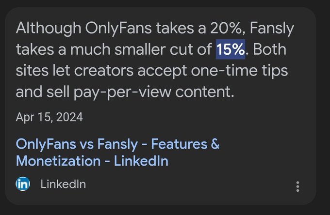 KRAZY! SO MV TAKES 40%, OF TAKES 20% &amp; FANSLY TAKES 15%, WELP GLAD IM #TEAMSFANSLY LOL BUT ILL MAKE A<a href="/tag/teamsfansly"class="tags"><span>#teamsfansly</span></a>