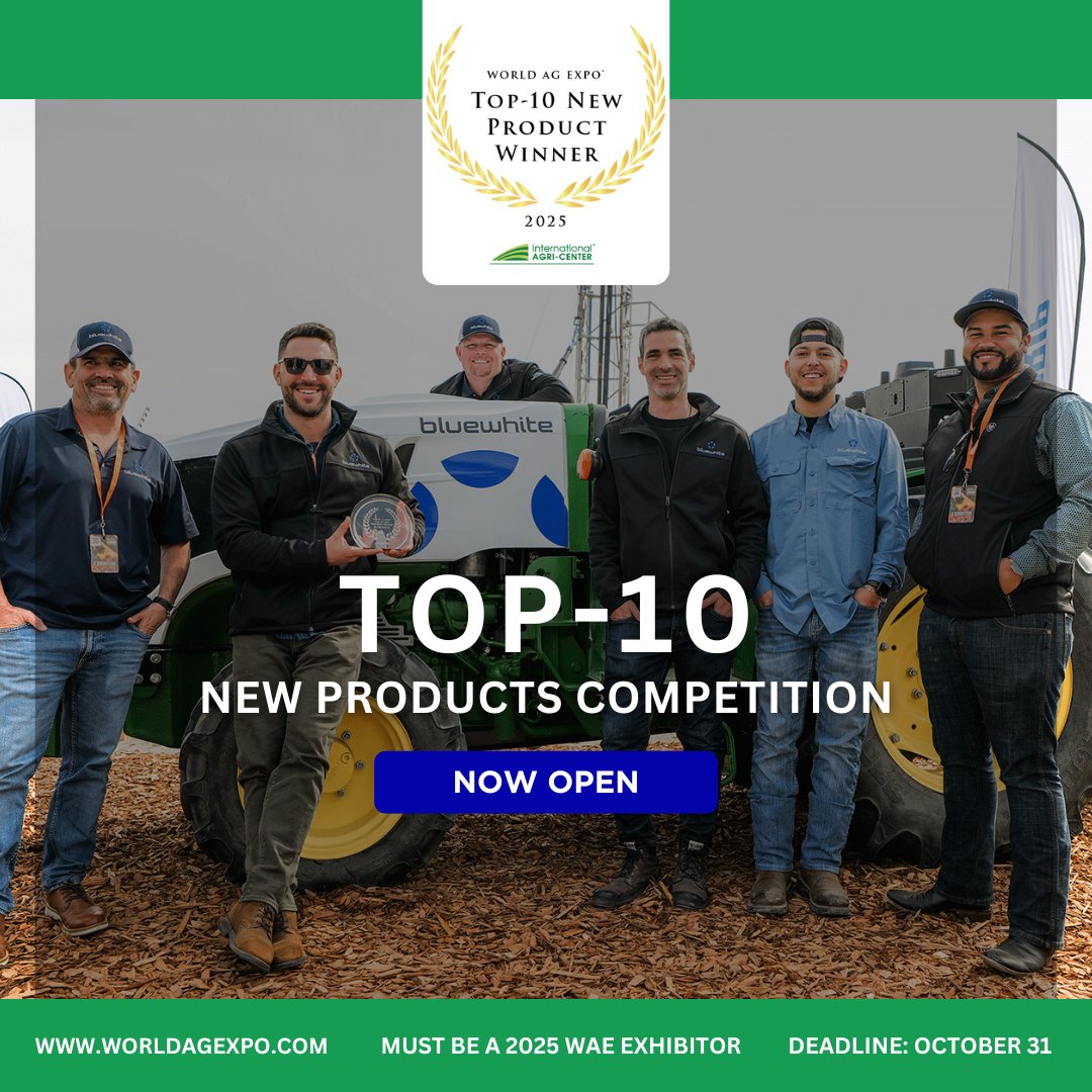 World Ag Expo offers a look into cutting-edge technology with the Top-10 New Products contest. Open to exhibitors, the innovation contest showcases the latest in a competitive field of new products.

Apply now at bit.ly/WAE25Top-10App.