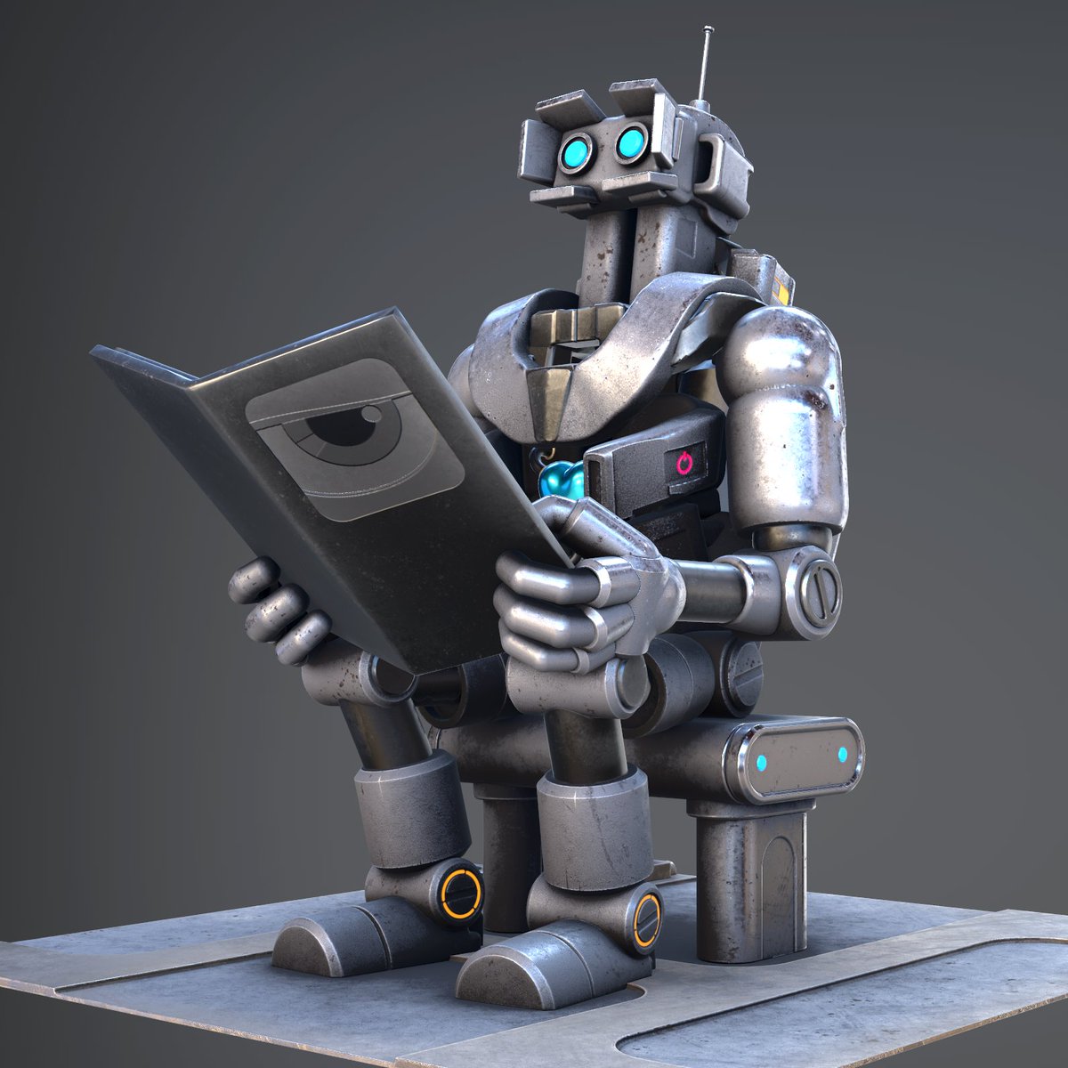 SteveTalkowski's tweet photo. Reading Mech. Another @Adobe @Substance3d Modeler VR sketch, textured in Substance Painter.
If you can decipher the binary text, you know what to do! 🤓 #sketchbot #vr #sculpting https://t.co/EVMPYDSSlc