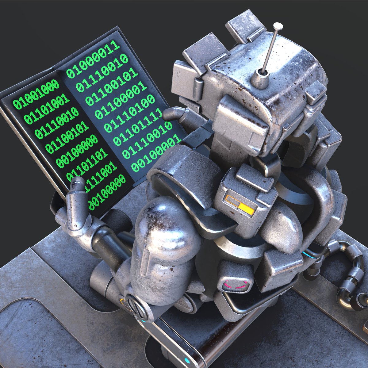 SteveTalkowski's tweet photo. Reading Mech. Another @Adobe @Substance3d Modeler VR sketch, textured in Substance Painter.
If you can decipher the binary text, you know what to do! 🤓 #sketchbot #vr #sculpting https://t.co/EVMPYDSSlc