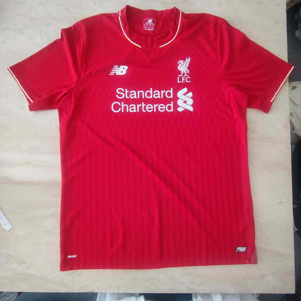 AdrianT90's tweet photo. @shirt_x 3 x Liverpool Shirts size XL

2013/14 in excellent condition - £25
2012/13 in very good condition, wear to the warriortech print bottom right of shirt, slight cracking to sponsor - £18
2015/16 in excellent condition - £25

Includes UK postage

£55 takes the lot. https://t.co/CtMc8sv924