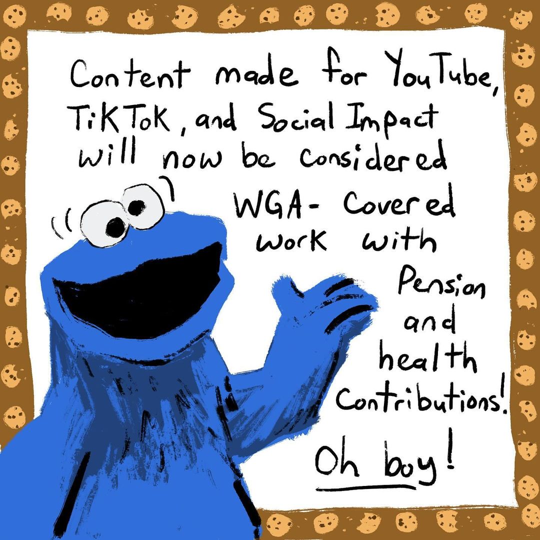 AWorkersIgnited's tweet photo. via @TuffWaffles Sesame Workshop writers are now covered by the WGA! Why is that important to TAG writers? Because the AMPTP told us that the WGA would NEVER cover kids animation writing. WELL LOOK AT US NOW, CAROL LOMBARDINI! (1 of 3) @SesameWorkshop https://t.co/fgNiUlZpm9