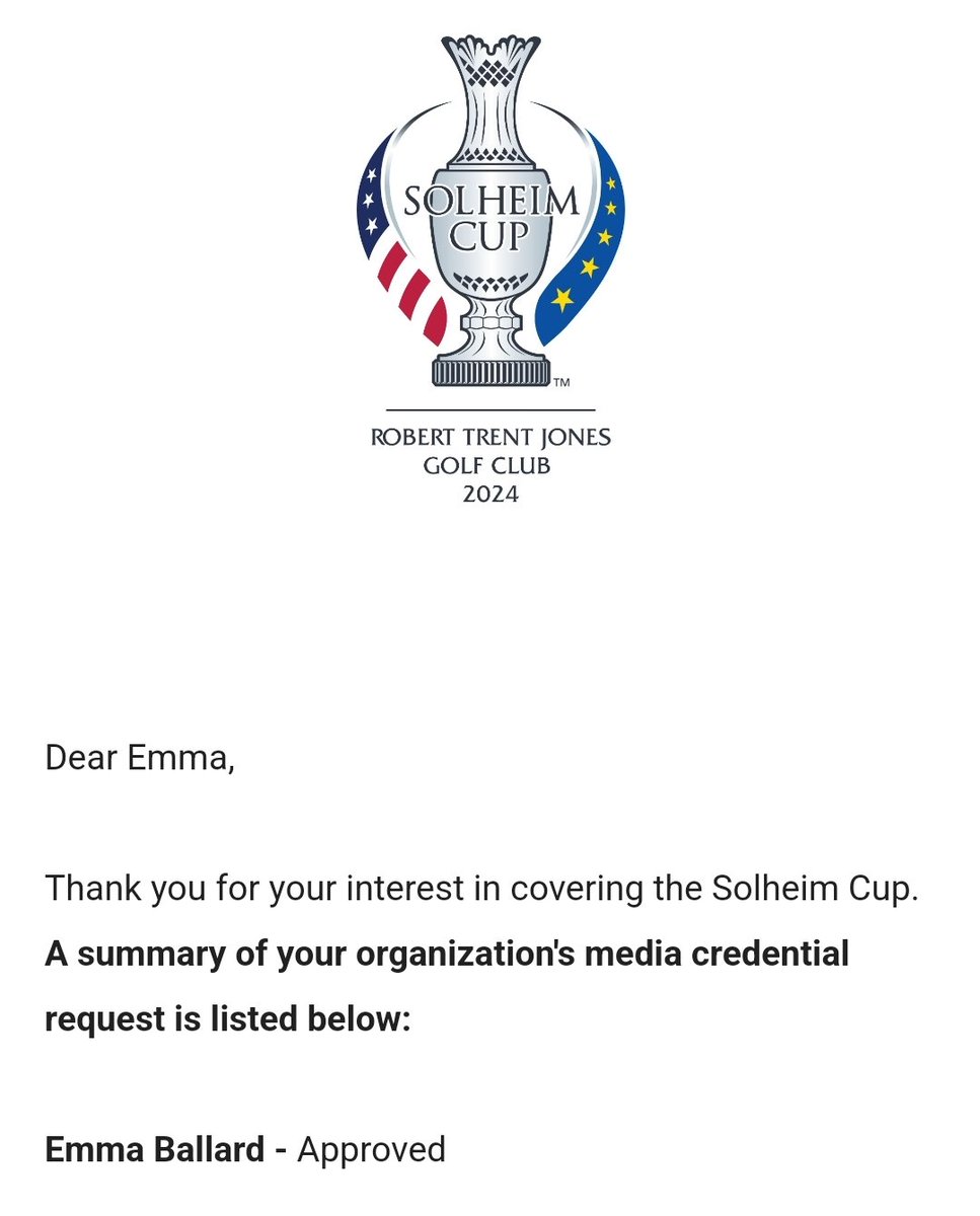 EmmaOffTwitr's tweet image. Well... This is exciting! 😁😁 #SolheimCup #5weekstogo