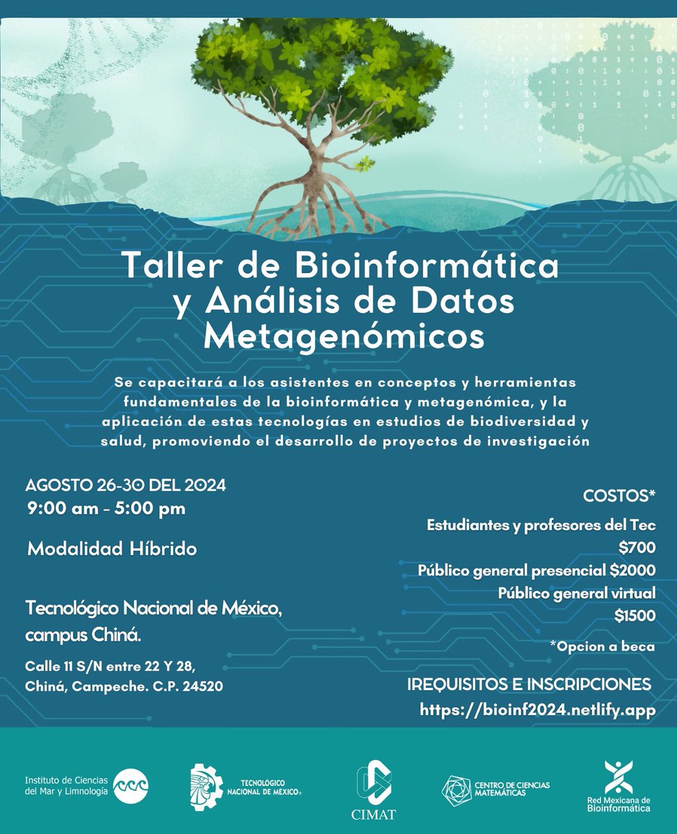 Un taller de bioinformática para la comunidad de la península :) #Campeche #Yucatán #metagenomica <a href="/IcmlUnam/">ICML-UNAM</a> <a href="/nselem35/">Nelly Selem</a>