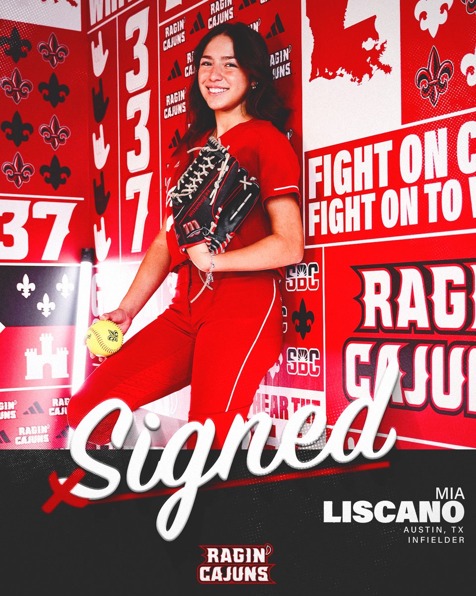 Louisiana Ragin' Cajuns® Softball (@ragincajunssb) on Twitter photo She's a 𝗥𝗮𝗴𝗶𝗻' 𝗖𝗮𝗷𝘂𝗻! 🥳
A sure-handed infielder with a lefty bat, 𝗠𝗶𝗮 𝗟𝗶𝘀𝗰𝗮𝗻𝗼 is ready to suit up for the Ragin' Cajuns! 🤟
📰 ragncaj.co/liscano
#GeauxCajuns | <a href="/LiscanoMia/">Mia Liscano</a> She's a 𝗥𝗮𝗴𝗶𝗻' 𝗖𝗮𝗷𝘂𝗻! 🥳
A sure-handed infielder with a lefty bat, 𝗠𝗶𝗮 𝗟𝗶𝘀𝗰𝗮𝗻𝗼 is ready to suit up for the Ragin' Cajuns! 🤟
📰 ragncaj.co/liscano
#GeauxCajuns | <a href="/LiscanoMia/">Mia Liscano</a>