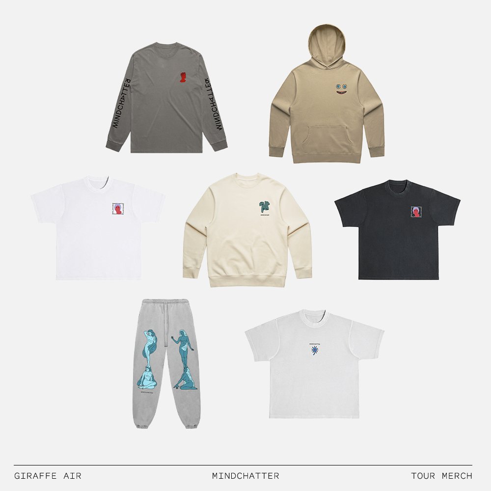 giraffeair's tweet photo. Tour merch capsule for @mindchatter_ https://t.co/F49IfYFgbK