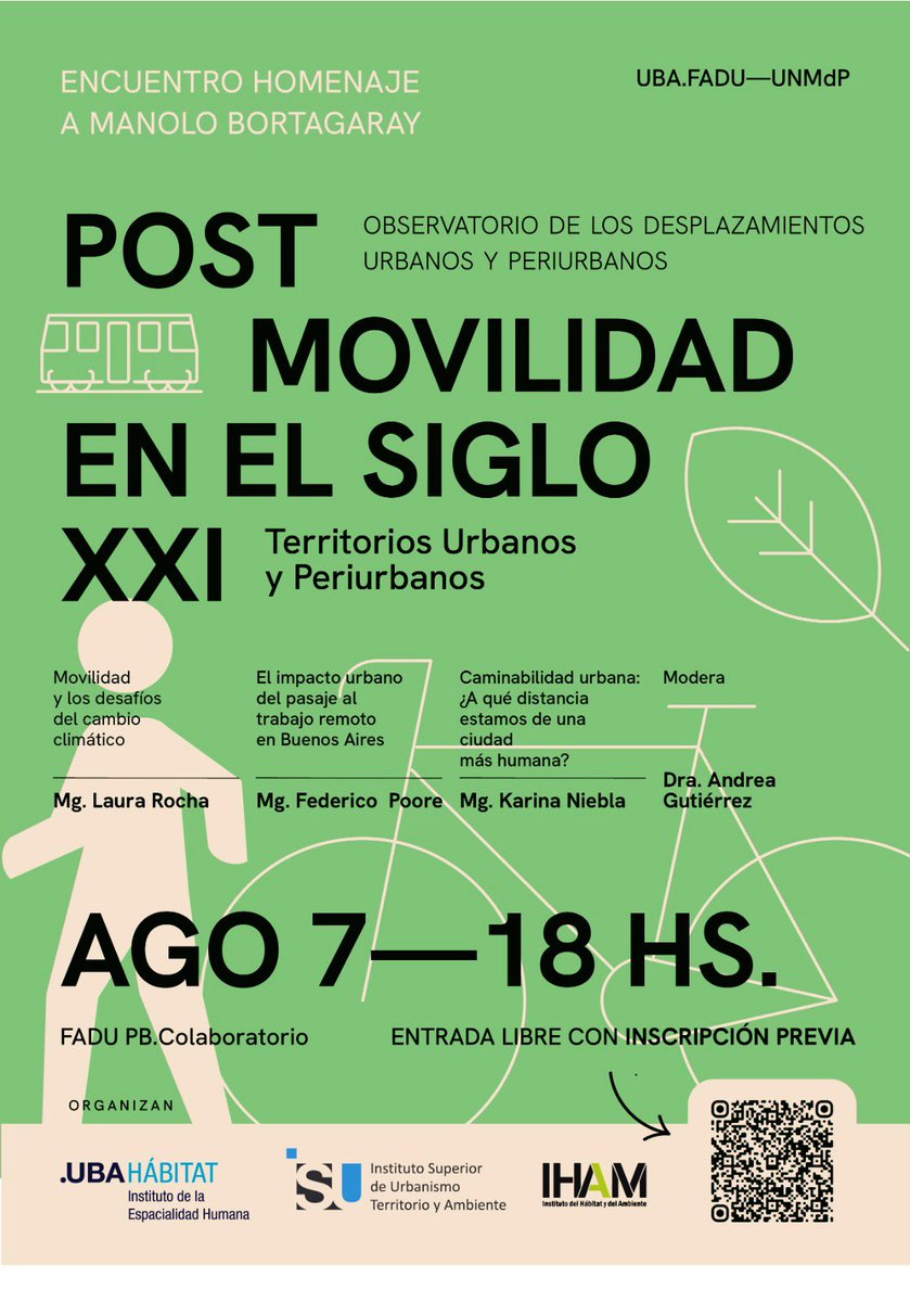 Este miércoles hablamos sobre movilidad en la FADU junto a <a href="/karinaniebla/">Karina Niebla</a> y <a href="/laurarocha/">Laura Rocha</a> 🚇🚌🚶

Se anotan gratis acá: docs.google.com/forms/d/1ay_62…