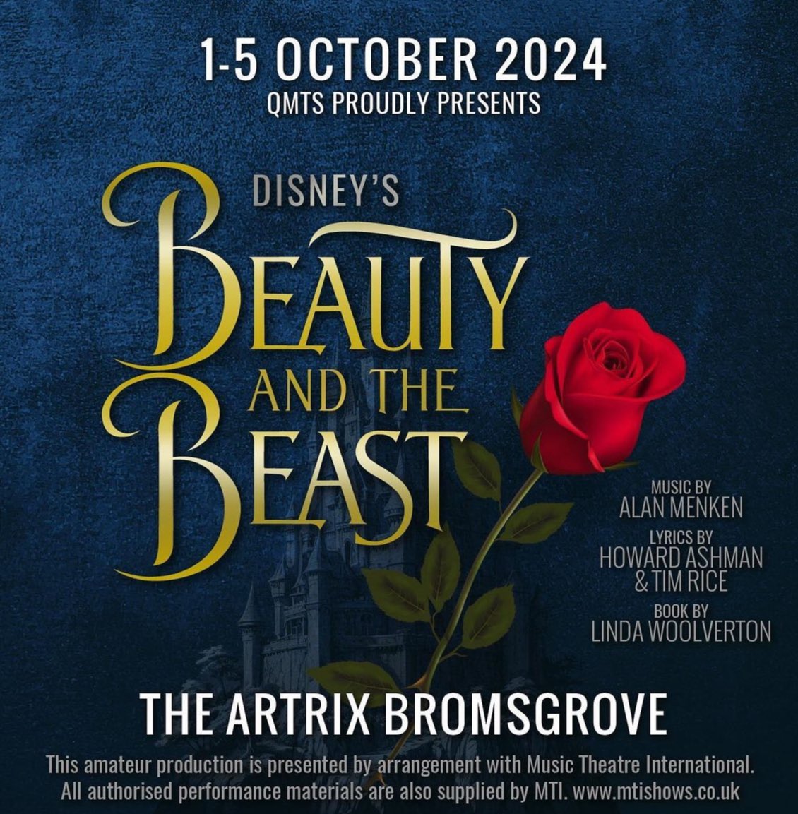 Beauty and the Beast 🥀 Coming to the Bromsgrove Artrix 1-5th October. Tickets selling fast! 

#bromsgrove #musicaltheatre #disney #artrixtheatre