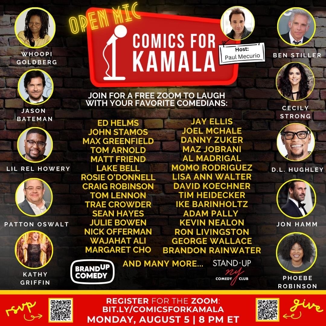 How cool is this! Comics for Kamala!  Happening TONIGHT at 8pm ET, 5pm here in LA! 

Stay tuned for details about our #ChefsForKamalZoom 

#ComicsforKamala #Kamalaharris #kamalaforpresident #letsgo #kamala