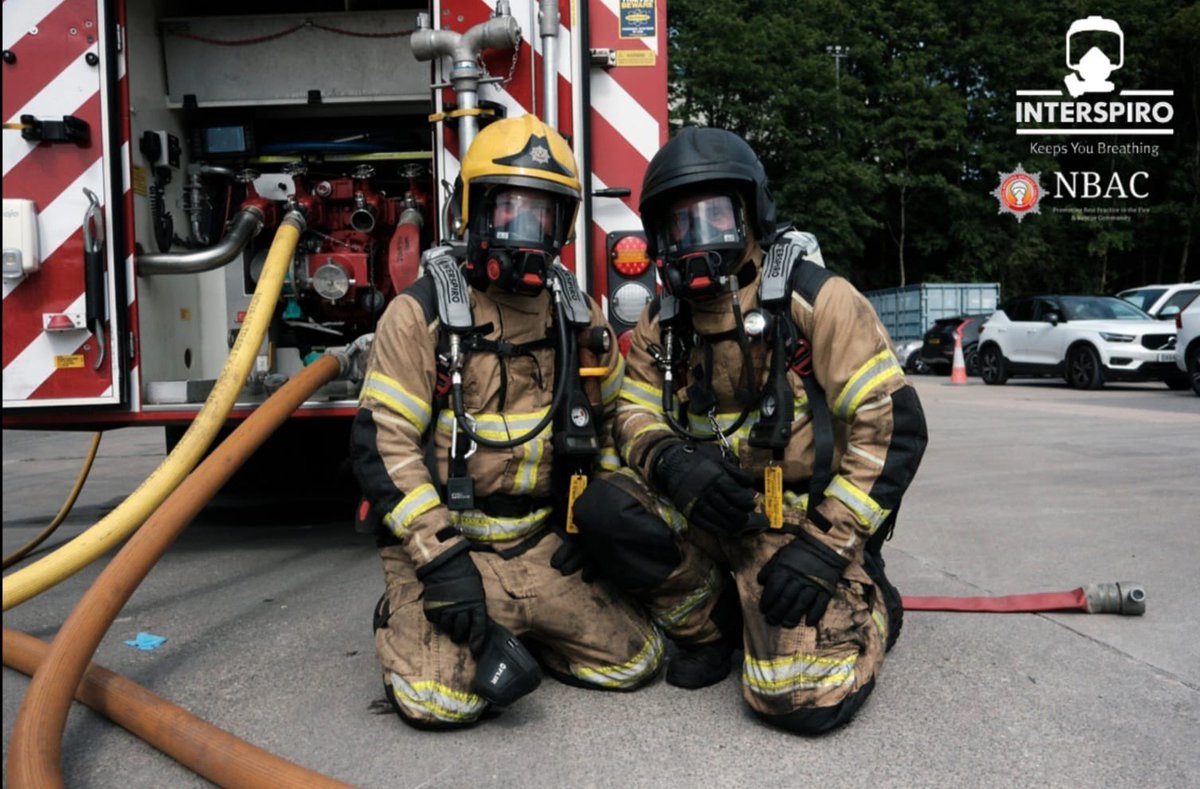 SFRS_Shrews's tweet photo. Training now started for this years @NBACuk held @FSCmoreton 
Our BA team are using a ultralight weight cylinder on the S9 Incurve SCBA. Huge thanks to @InterspiroNews for supplying new BA sets and to @StaffsFire for the loan of a @flir K55 TIC https://t.co/yyehD73ivb @FrsShrop https://t.co/jsxyZJnzRn