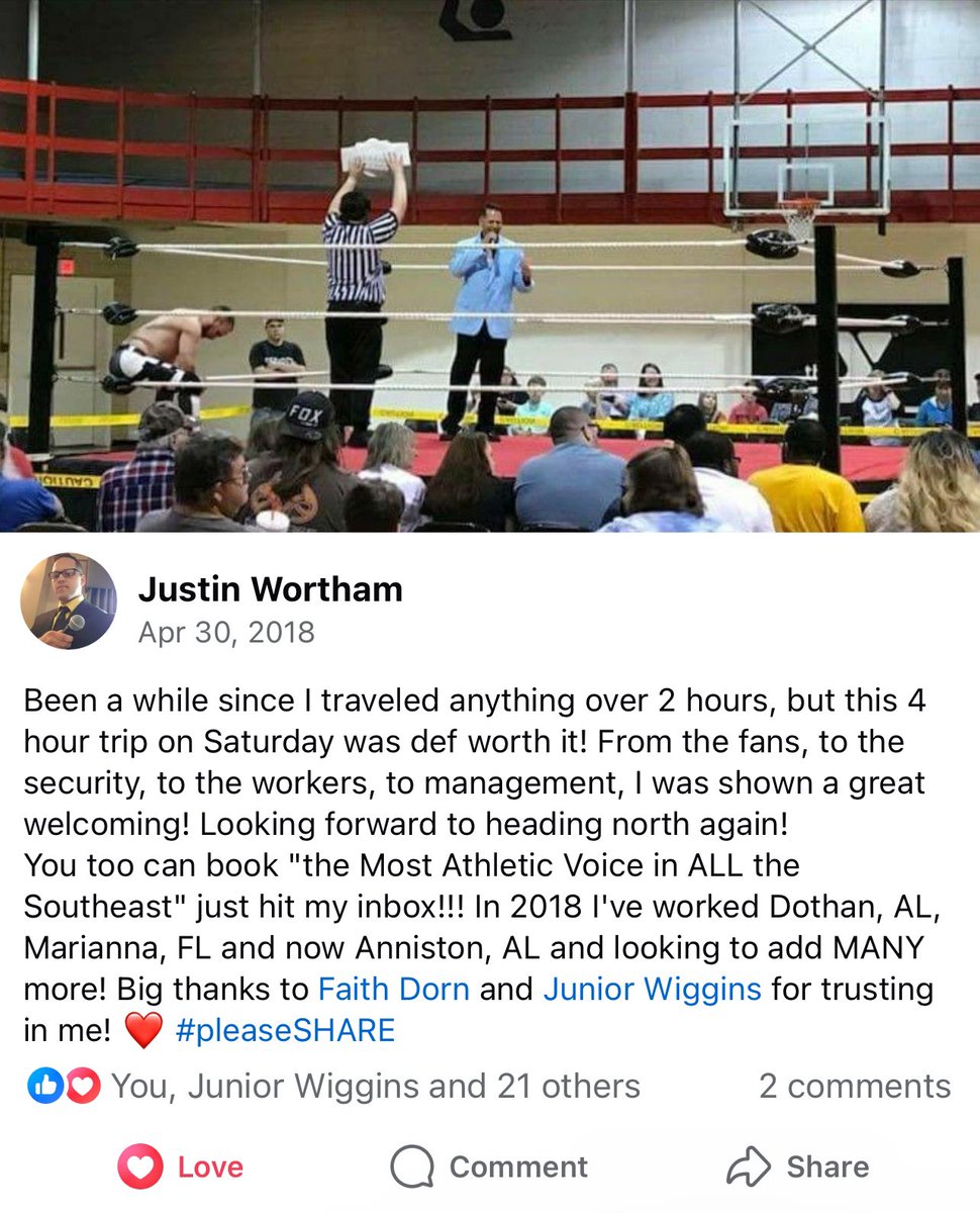 We are saddened to share that “The Most Athletic Voice in ALL The Southeast” <a href="/Wortham_VOICE/">Justin Wortham</a> has passed away. Justin was with us in the early days and served as a commentator and our first ring announcer. He was an instrumental part of our early success. He will be missed.
