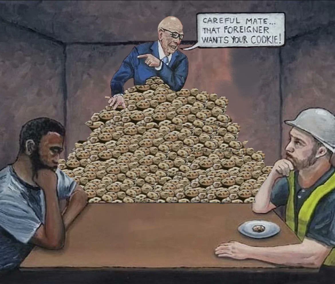 No, an immigrant has never taken your job.

A capitalist decided to replace you with even cheaper labour in order to increase his own profits further.

And right now he revels in you pointing the finger at other people, instead of him.