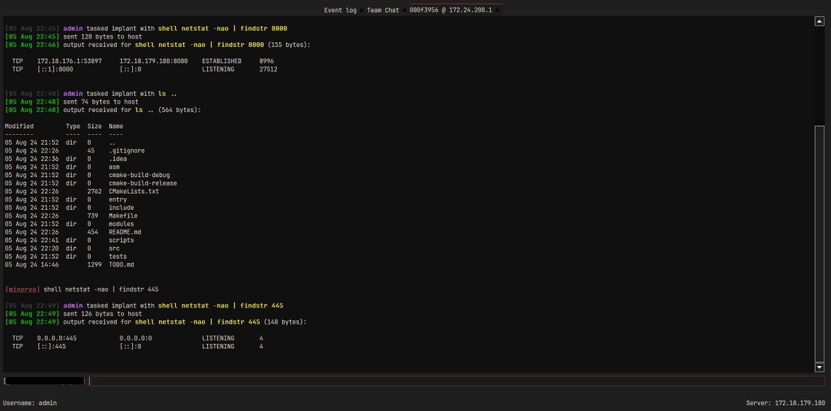 spygrum's tweet image. First time sharing progress on something I&apos;ve been developing since the start of the year - a C2 framework with a focus on modularity. Keen to hear suggestions on features, ideas, research to implement - bearing in mind its at an early development stage