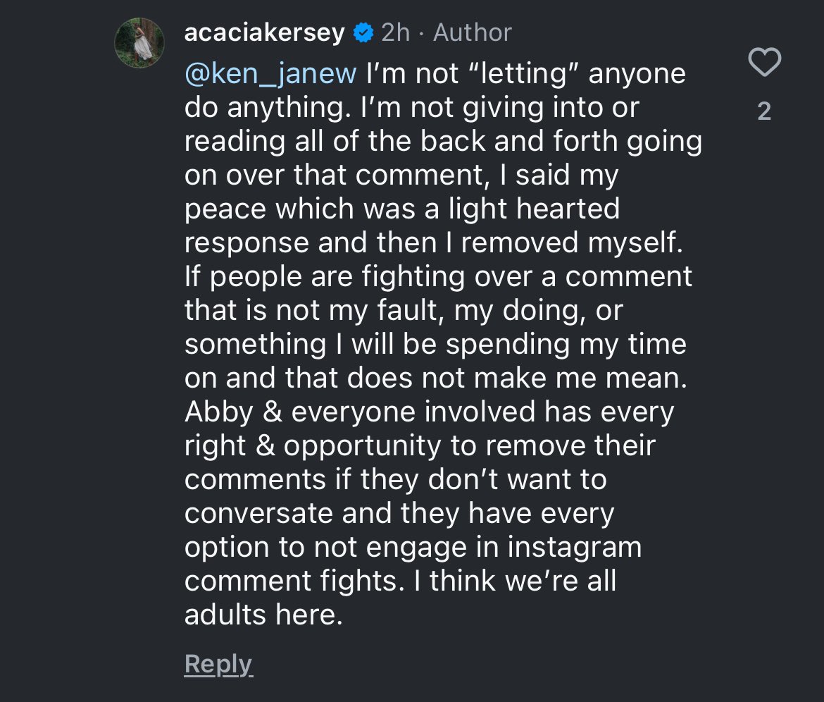 spxce_cow's tweet photo. this is crazy considering if she told people to stop they probably would. what part about her response to abby was lighthearted? https://t.co/BUaj8So2zU