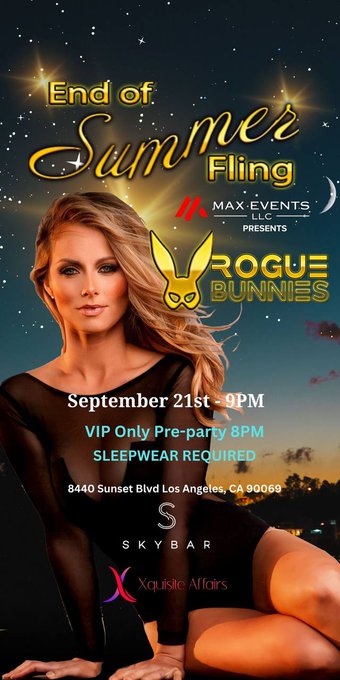 🎉Rogue Bunnies &ldquo;End Of Summer Fling&rdquo; Pajama Party In LA September 21st  Join Us At @SkybarLA For A Night<a href="/tag/losangeles"class="tags"><span>#losangeles</span></a><a href="/tag/irl"class="tags"><span>#irl</span></a><a href="/tag/roguebunnies"class="tags"><span>#roguebunnies</span></a>