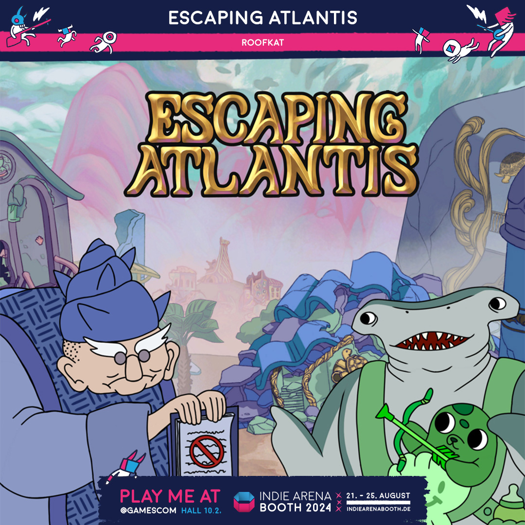 🕹️Escaping Atlantis🕹️
Ready to meet your new Atlantean friends? They’ll be happy to meet you! Because along with enjoying your company... they need your help to survive the sinking of their island and devastating monsters that roam it! 🐢🏔️🌊

<a href="/roofkatgames/">Escaping Atlantis | Wishlist on Steam now!</a> #gamescom
