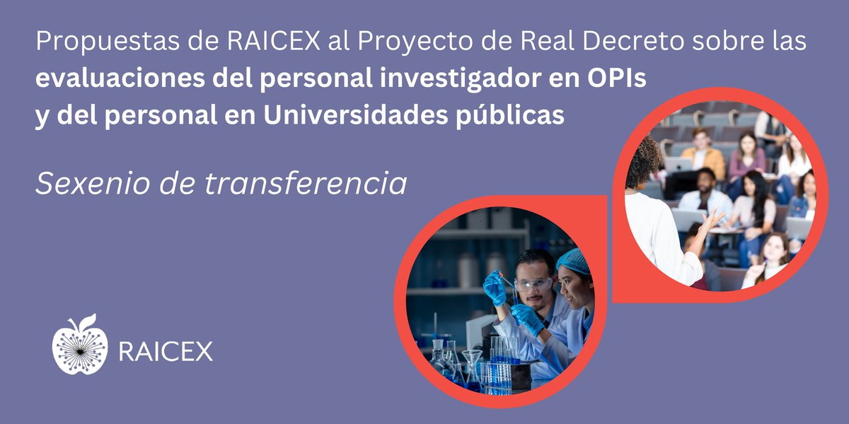 RAICEX (@raicex_es) on Twitter photo Esta semana RAICEX ha enviado a <a href="/CienciaGob/">Ministerio de Ciencia, Innovación y Universidades</a> sus propuestas para el proyecto de Real Decreto que regula el sexenio de transferencia.
¿Quieres saber cuáles son? 🧵👇 Esta semana RAICEX ha enviado a <a href="/CienciaGob/">Ministerio de Ciencia, Innovación y Universidades</a> sus propuestas para el proyecto de Real Decreto que regula el sexenio de transferencia.
¿Quieres saber cuáles son? 🧵👇