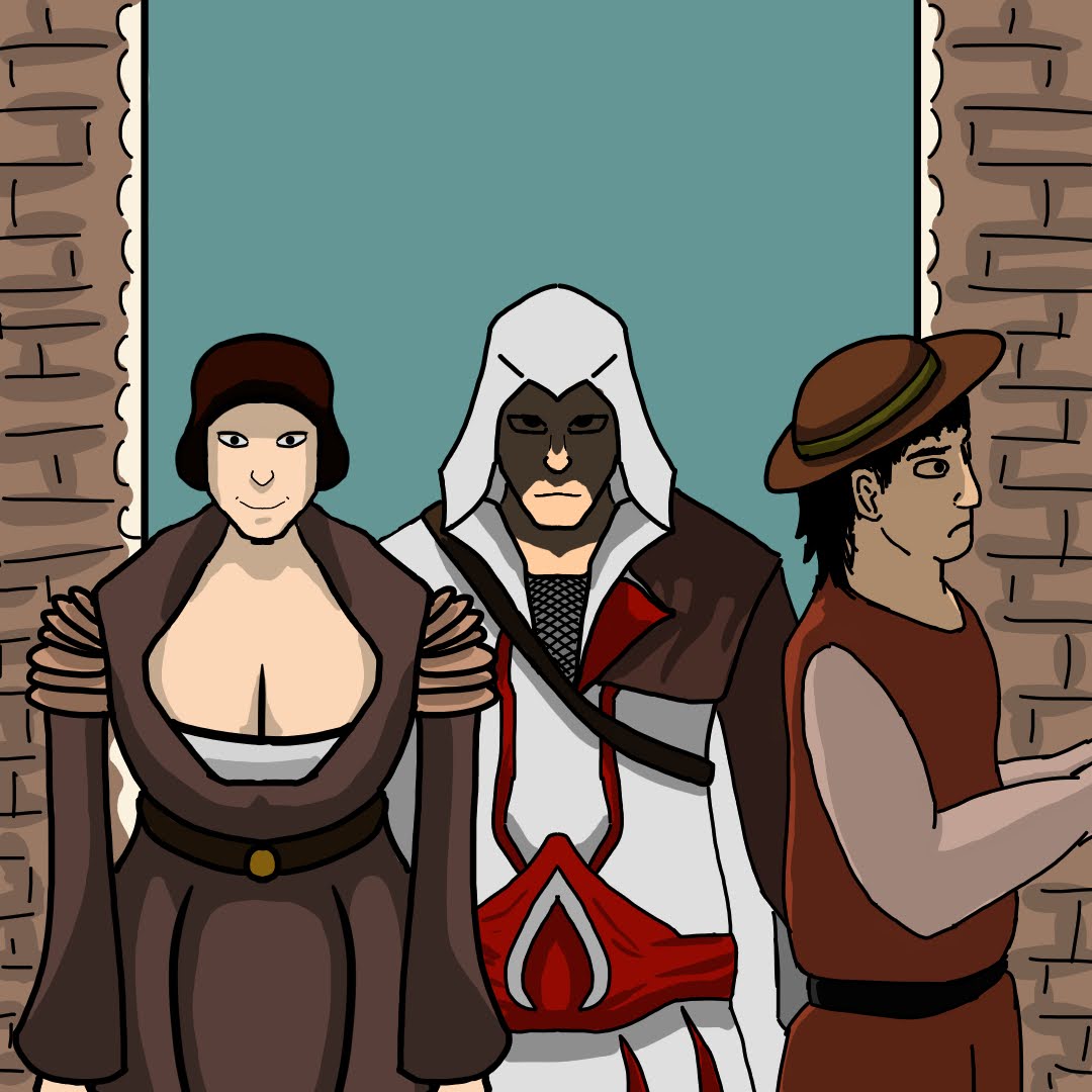 KaranJ11doesart's tweet photo. Assassins creed npcs must be colourblind not noticing a man in all white staring at them in a crowd of people in beige clothes 

#art #AssassinsCreed https://t.co/PYQS6A1Bw9