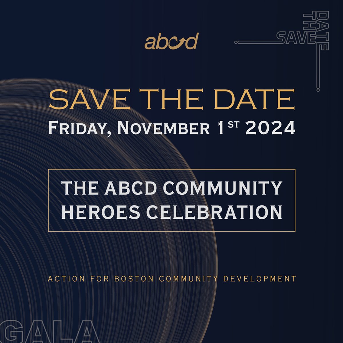 BostonABCD's tweet photo. Save the date! The 2024 Community Heroes Celebration will be held on Friday, November 1st at the Copley Place Marriott in Boston.

Visit https://t.co/AAmS6YkL0h for more info! https://t.co/mlC8fTr37K