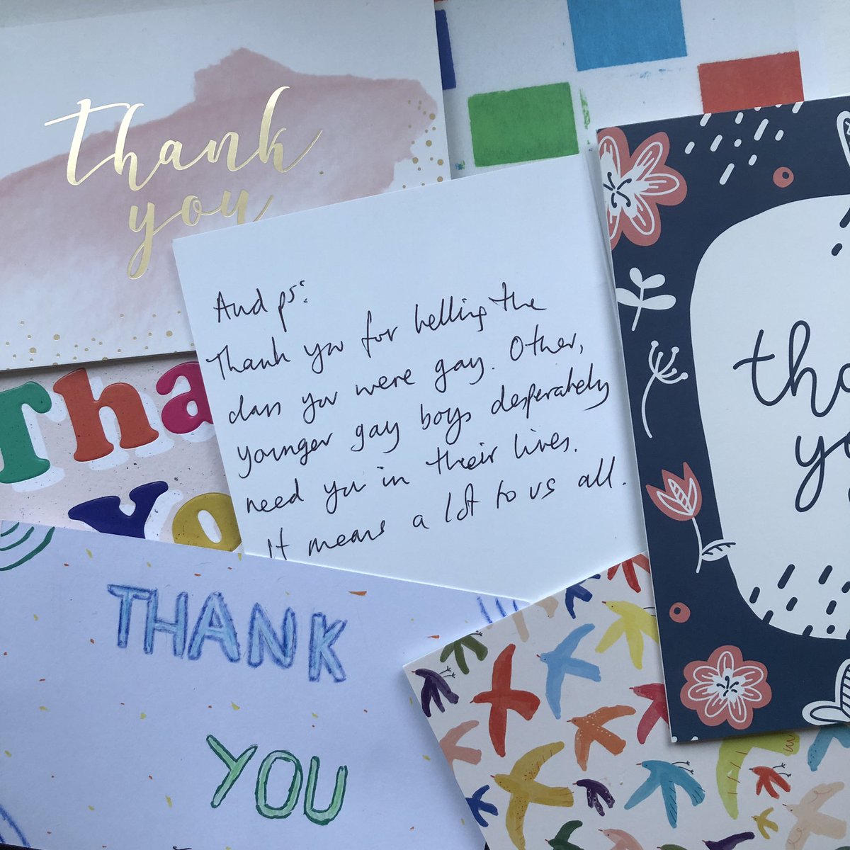 This year (my eighth as a teacher) I decided to be more honest with my class...

Looking through my "thank you" cards this week, I keep coming back to this PS from a parent... 

It's not easy to come out at school but it's important. 🏳️‍🌈

#DiverseEducators #RepresentationMatters