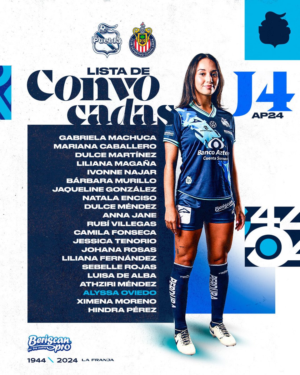 ¡Es momento de plasmar lo que hemos trabajado, mañana saldremos a rifarnos por todos y todas la poblanas! 😎👊🏼

Ellas son las defensoras del 🔵⚪️ que <a href="/gcosio341/">Guillermo Cosio</a> 🫡 , manda a llamar para el partido en el 2 veces mundialista 🏟️

 #LaFranjaNosUne🎽