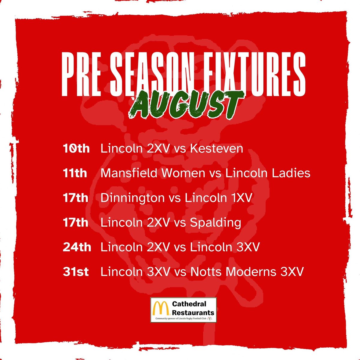 Lincoln Rugby Club (@lincoln_rugby) on Twitter photo Pre-season games start this weekend!
First game kicks off at home this Saturday at 1pm against <a href="/KestevenRFC/">Kesteven Rugby Club</a>
Open to all, come and show your support!
❤️🤍💚 Pre-season games start this weekend!
First game kicks off at home this Saturday at 1pm against <a href="/KestevenRFC/">Kesteven Rugby Club</a>
Open to all, come and show your support!
❤️🤍💚