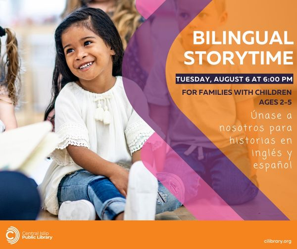 Join us tomorrow in the children's department to learn some new words as we read stories in both English and Spanish! Don't forget to register: rb.gy/stev4m